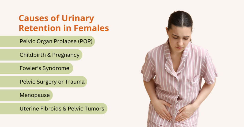what are the causes of urinary retention in females